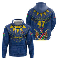 Namibia National Emblem Zip Hoodie Sporty Style with Traditional Patterns
