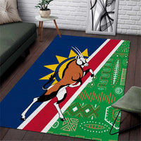 Namibia Flag Area Rug Detailed Design with Traditional Patterns