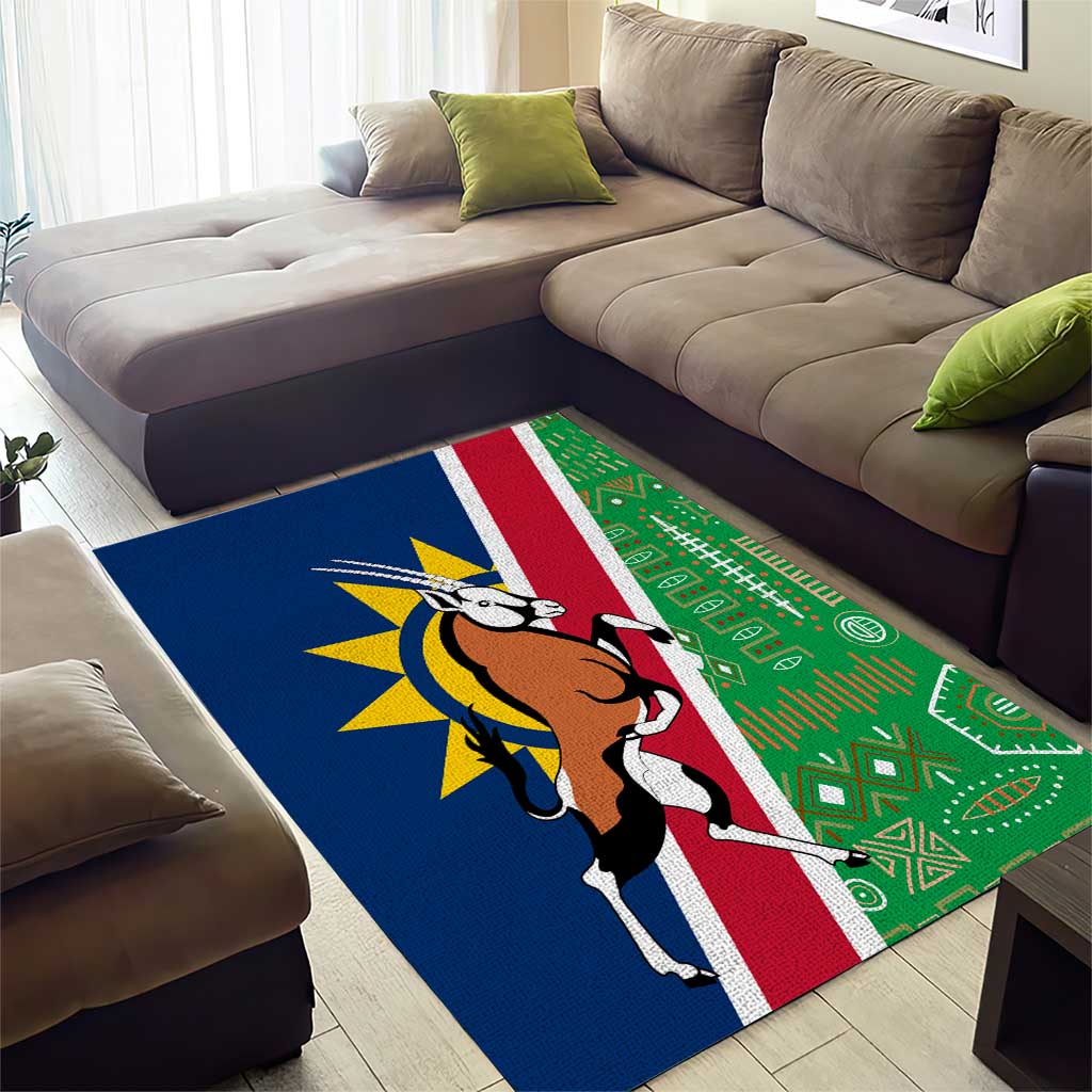 Namibia Flag Area Rug Detailed Design with Traditional Patterns