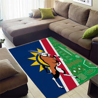 Namibia Flag Area Rug Detailed Design with Traditional Patterns