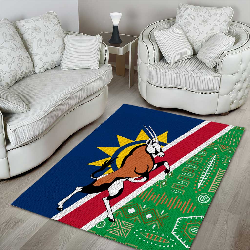 Namibia Flag Area Rug Detailed Design with Traditional Patterns