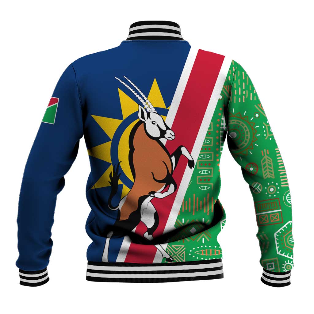 Namibia Flag Baseball Jacket Detailed Design with Traditional Patterns