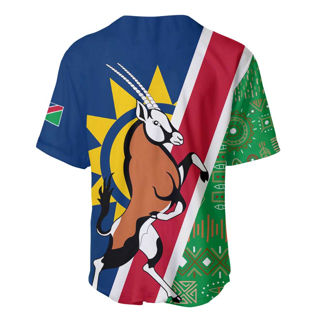 Namibia Flag Baseball Jersey Detailed Design with Traditional Patterns