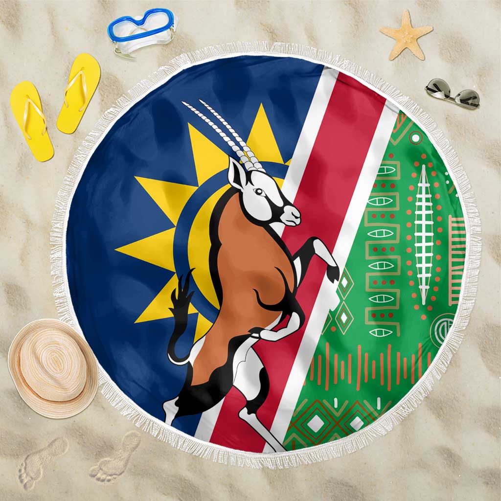 Namibia Flag Beach Blanket Detailed Design with Traditional Patterns