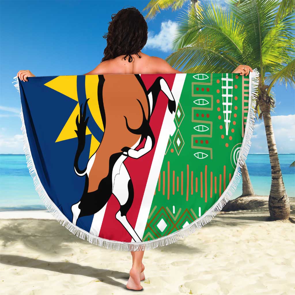 Namibia Flag Beach Blanket Detailed Design with Traditional Patterns