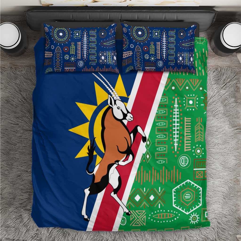 Namibia Flag Bedding Set Detailed Design with Traditional Patterns