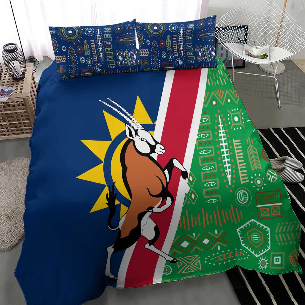 Namibia Flag Bedding Set Detailed Design with Traditional Patterns