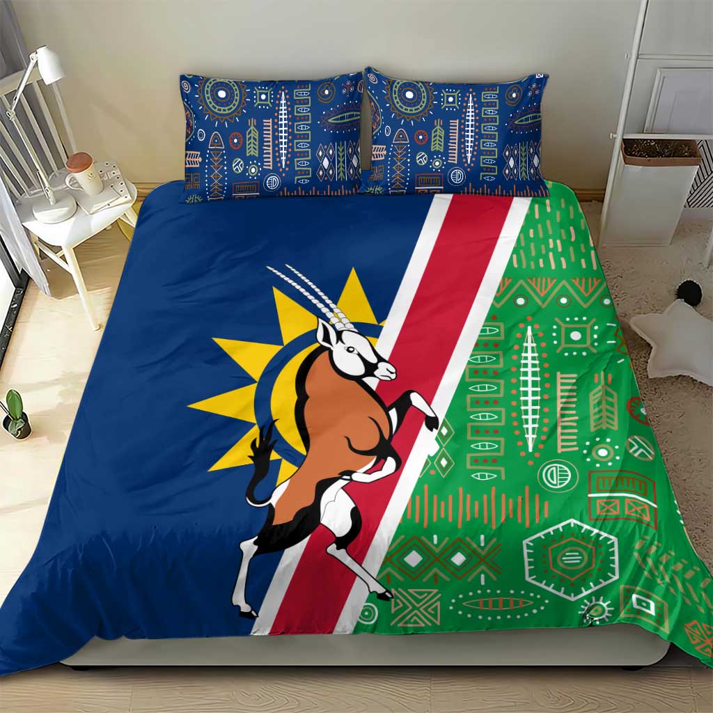 Namibia Flag Bedding Set Detailed Design with Traditional Patterns