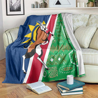 Namibia Flag Blanket Detailed Design with Traditional Patterns