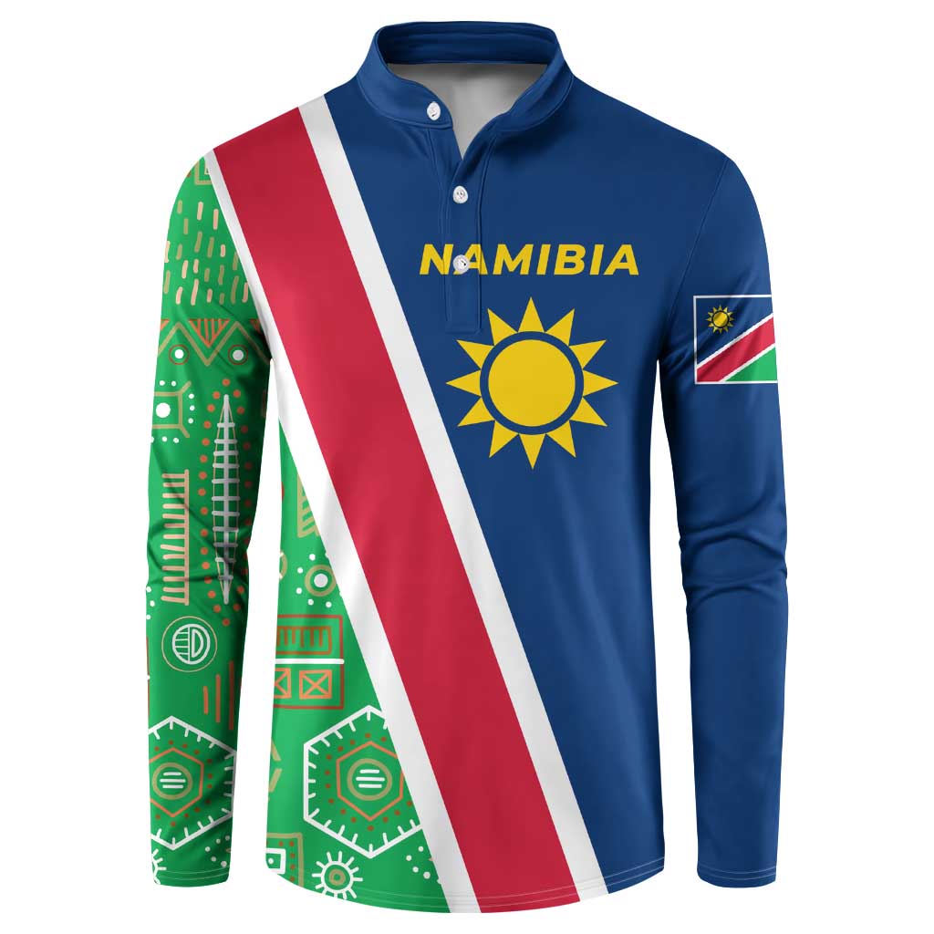 Namibia Flag Button Sweatshirt Detailed Design with Traditional Patterns