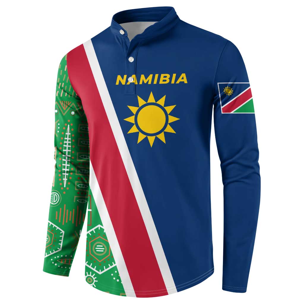 Namibia Flag Button Sweatshirt Detailed Design with Traditional Patterns