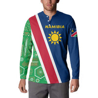 Namibia Flag Button Sweatshirt Detailed Design with Traditional Patterns