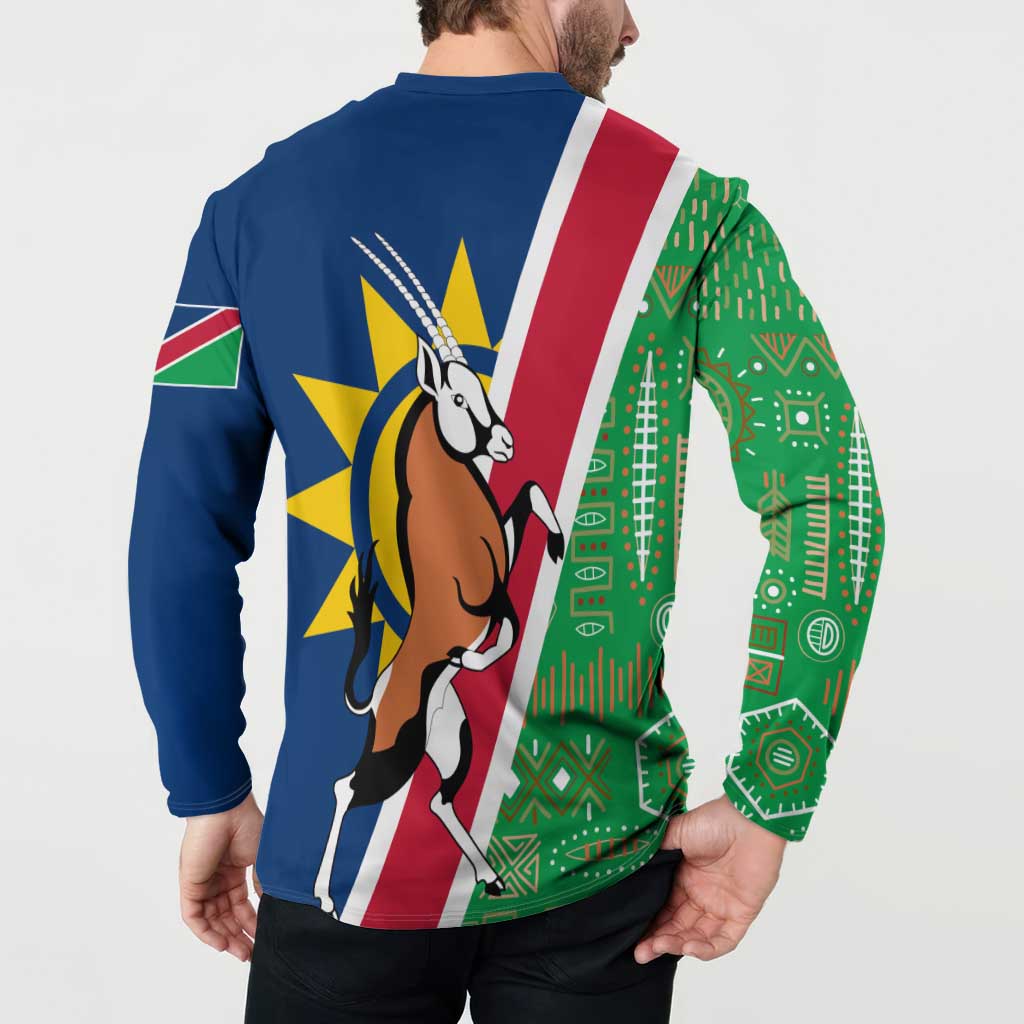 Namibia Flag Button Sweatshirt Detailed Design with Traditional Patterns