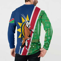 Namibia Flag Button Sweatshirt Detailed Design with Traditional Patterns