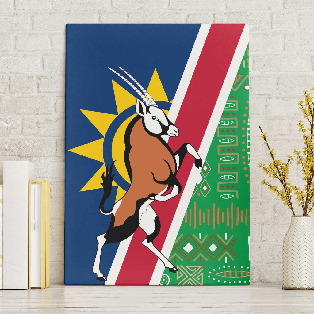 Namibia Flag Canvas Wall Art Detailed Design with Traditional Patterns