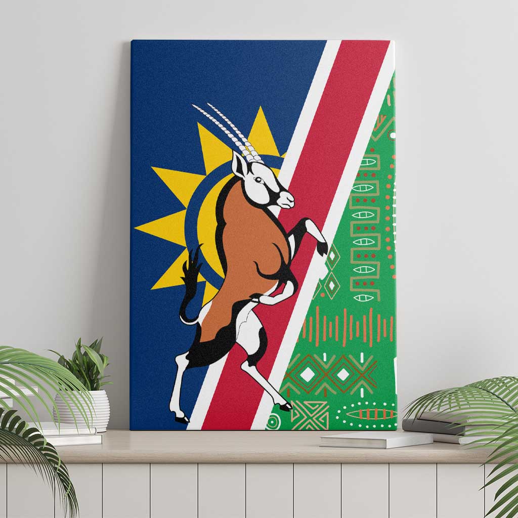 Namibia Flag Canvas Wall Art Detailed Design with Traditional Patterns
