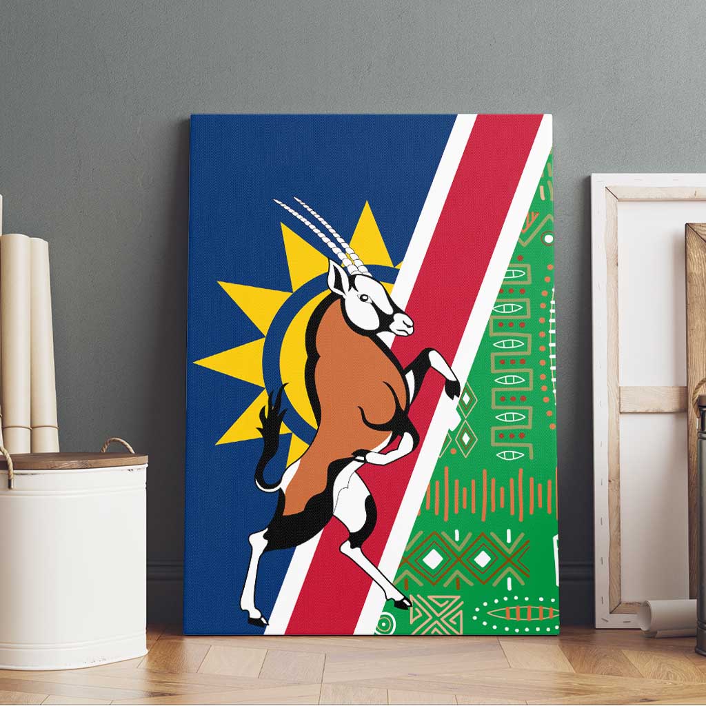 Namibia Flag Canvas Wall Art Detailed Design with Traditional Patterns