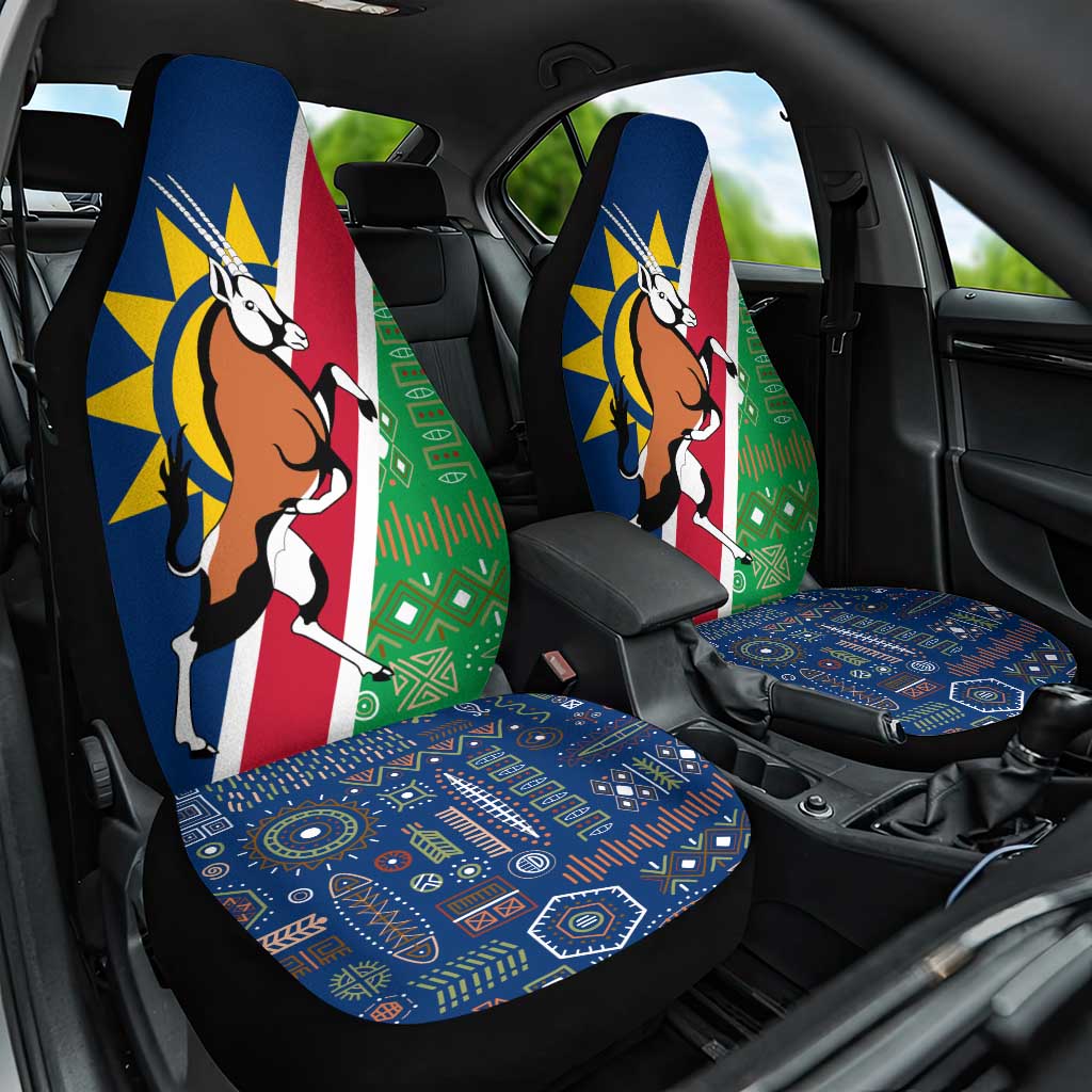Namibia Flag Car Seat Cover Detailed Design with Traditional Patterns