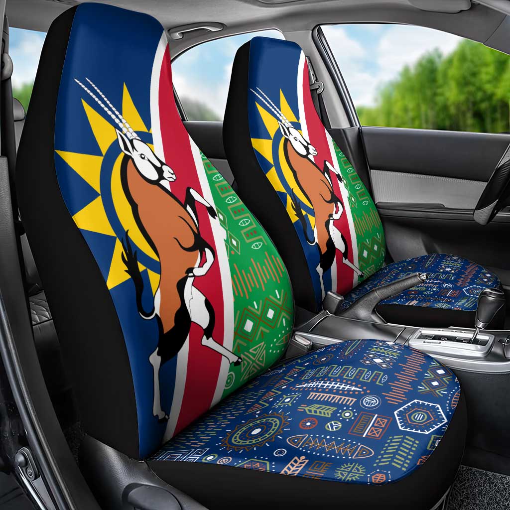 Namibia Flag Car Seat Cover Detailed Design with Traditional Patterns