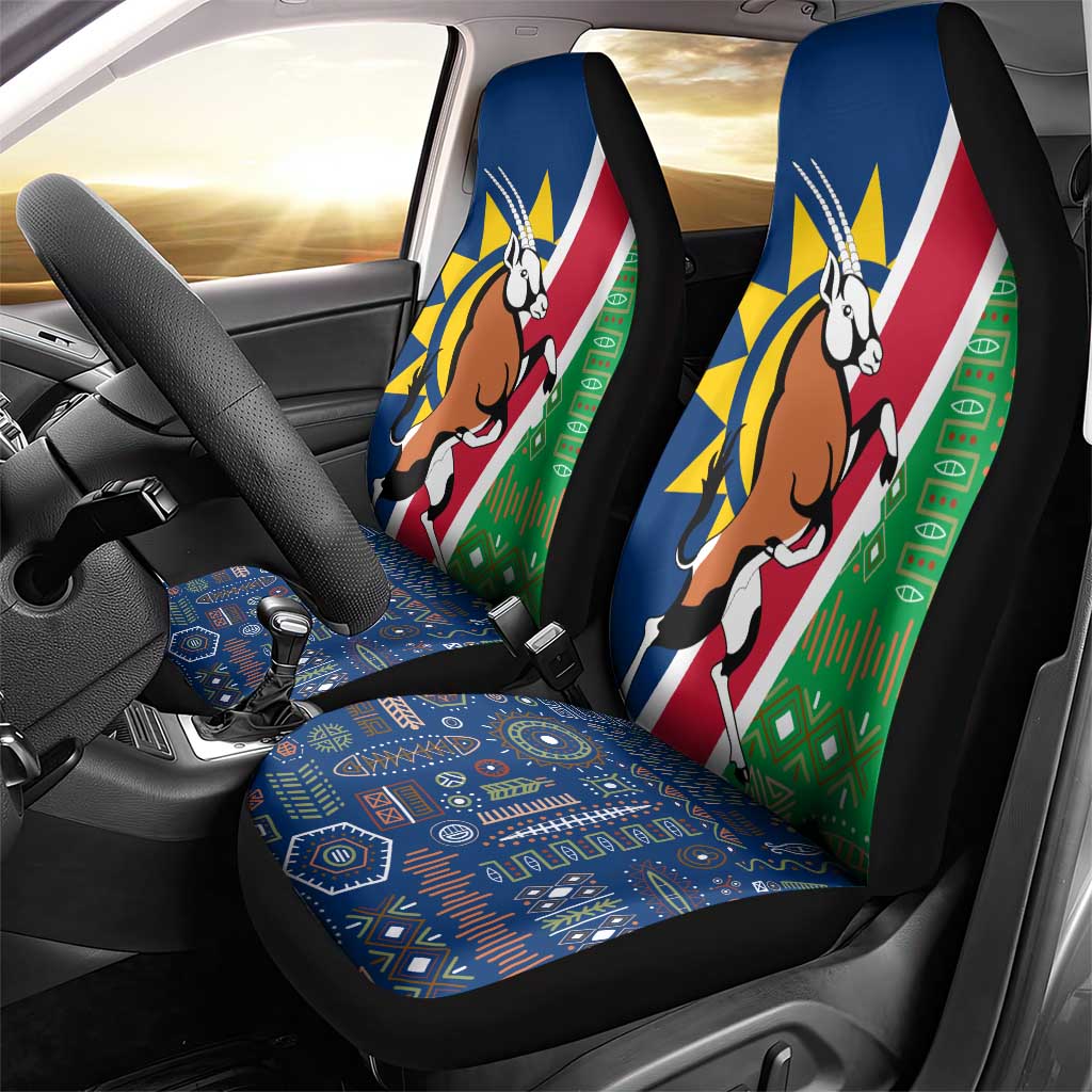 Namibia Flag Car Seat Cover Detailed Design with Traditional Patterns