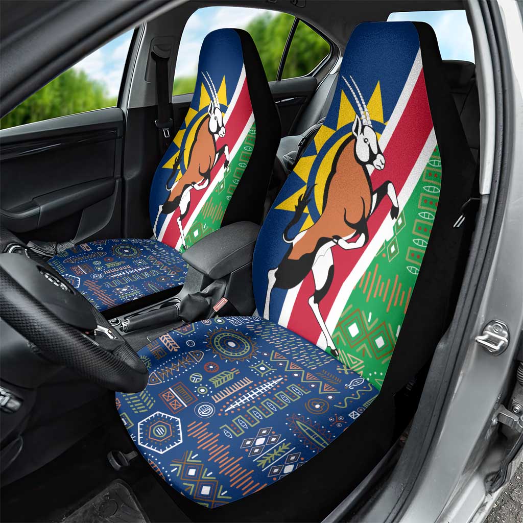 Namibia Flag Car Seat Cover Detailed Design with Traditional Patterns