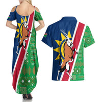 Namibia Flag Couples Matching Summer Maxi Dress and Hawaiian Shirt Detailed Design with Traditional Patterns