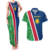 Namibia Flag Couples Matching Tank Maxi Dress and Hawaiian Shirt Detailed Design with Traditional Patterns