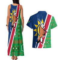 Namibia Flag Couples Matching Tank Maxi Dress and Hawaiian Shirt Detailed Design with Traditional Patterns