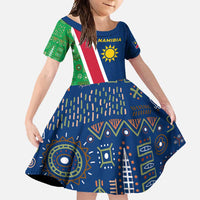 Namibia Flag Family Matching Long Sleeve Bodycon Dress and Hawaiian Shirt Detailed Design with Traditional Patterns
