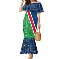 Namibia Flag Family Matching Mermaid Dress and Hawaiian Shirt Detailed Design with Traditional Patterns