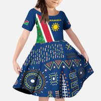 Namibia Flag Family Matching Off Shoulder Maxi Dress and Hawaiian Shirt Detailed Design with Traditional Patterns