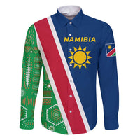 Namibia Flag Family Matching Puletasi and Hawaiian Shirt Detailed Design with Traditional Patterns