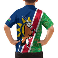 Namibia Flag Family Matching Short Sleeve Bodycon Dress and Hawaiian Shirt Detailed Design with Traditional Patterns