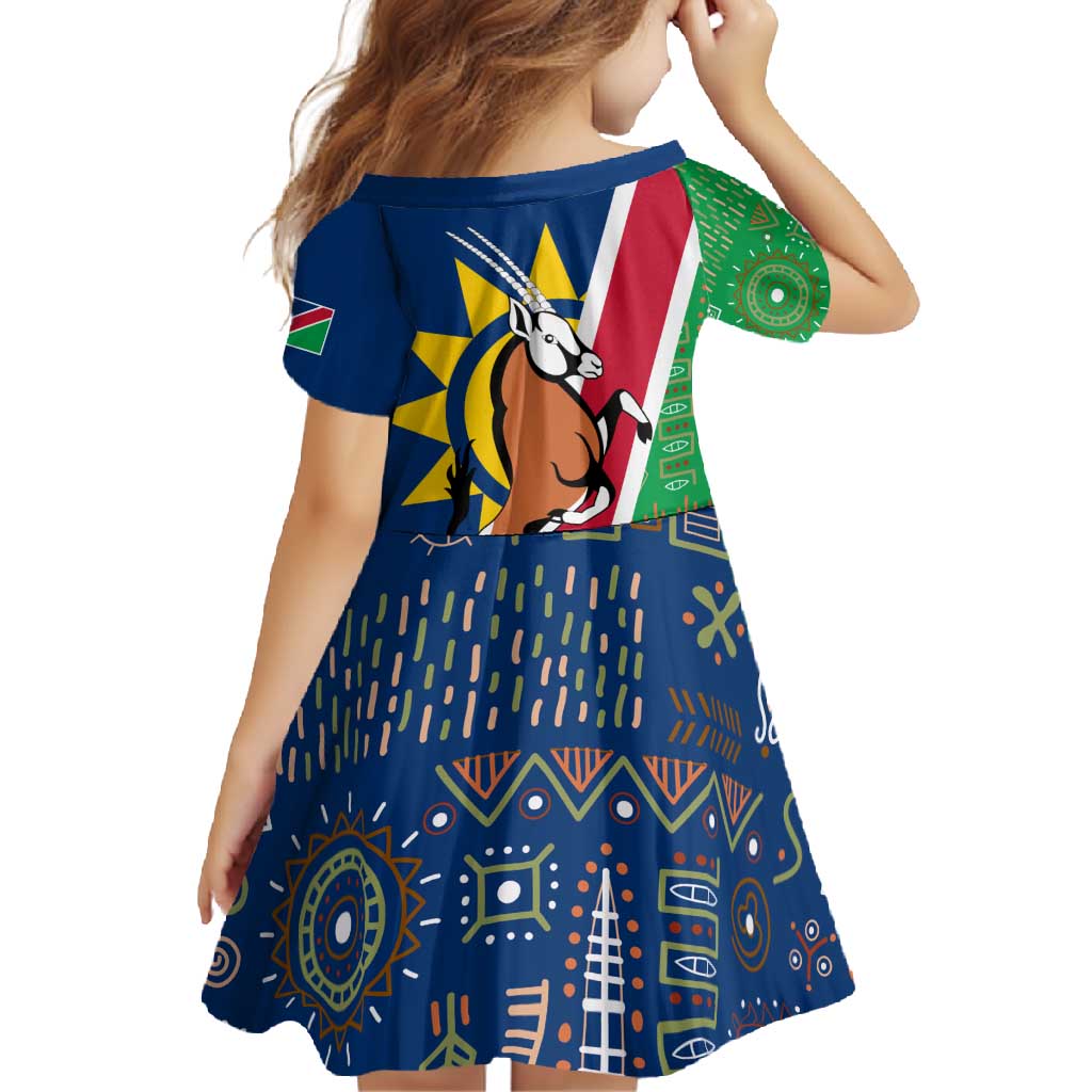 Namibia Flag Family Matching Short Sleeve Bodycon Dress and Hawaiian Shirt Detailed Design with Traditional Patterns