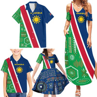 Namibia Flag Family Matching Summer Maxi Dress and Hawaiian Shirt Detailed Design with Traditional Patterns
