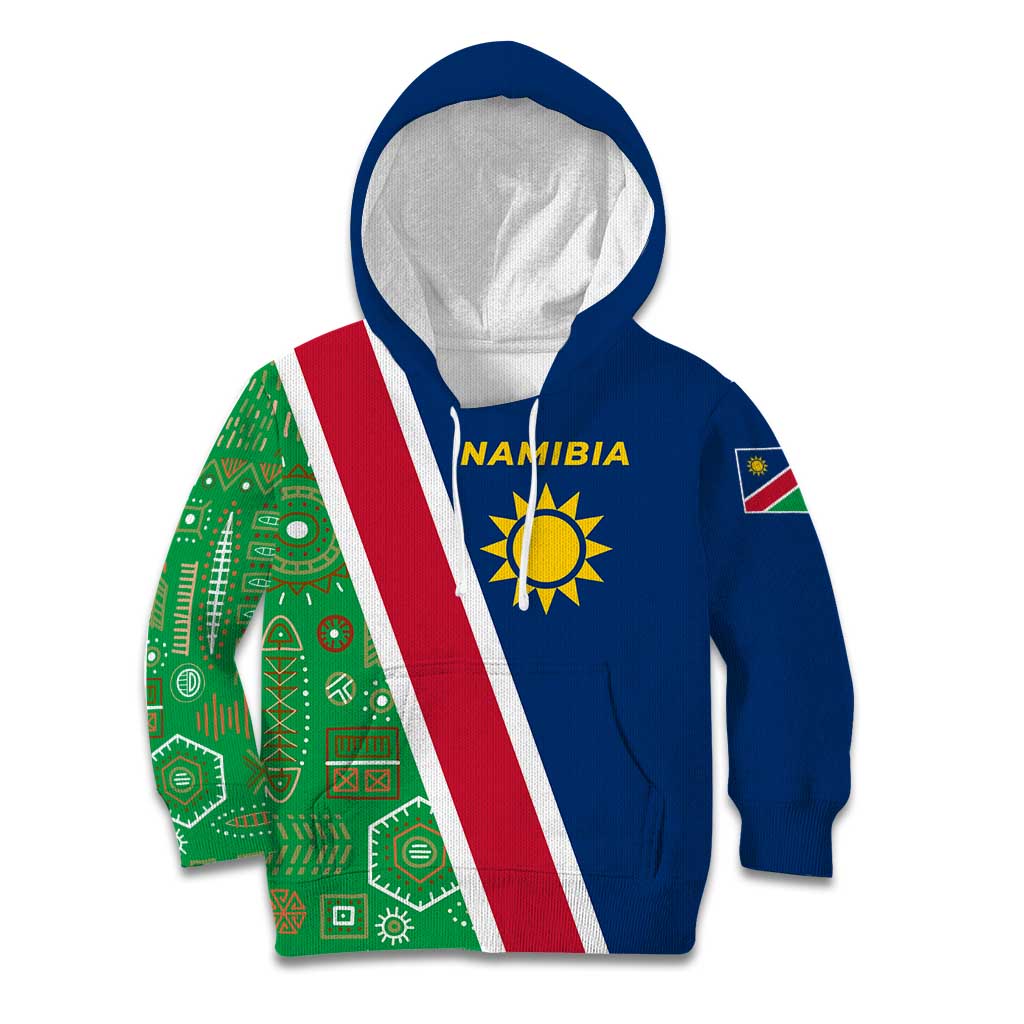 Namibia Flag Kid Hoodie Detailed Design with Traditional Patterns