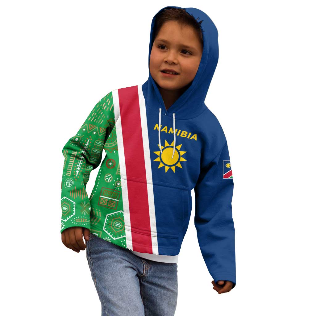 Namibia Flag Kid Hoodie Detailed Design with Traditional Patterns