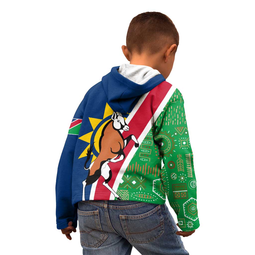 Namibia Flag Kid Hoodie Detailed Design with Traditional Patterns