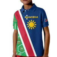 Namibia Flag Kid Polo Shirt Detailed Design with Traditional Patterns