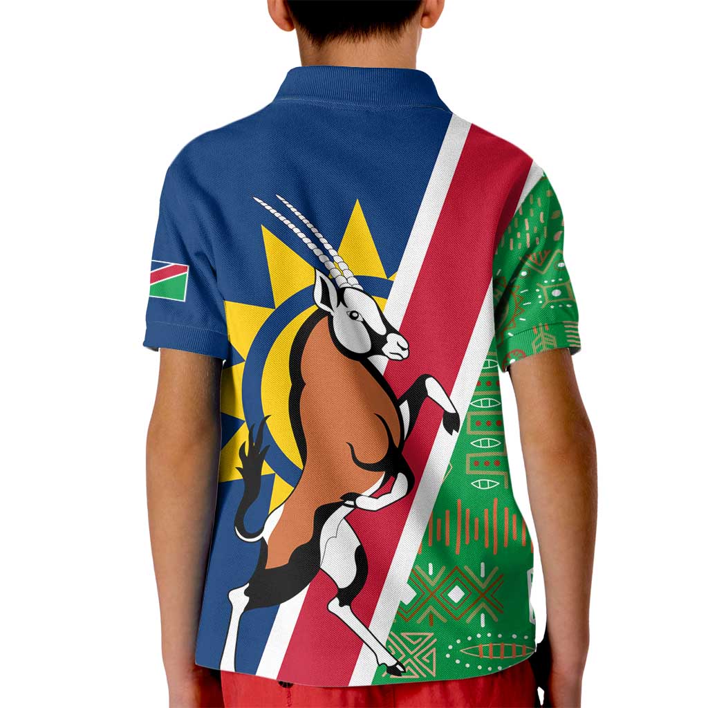 Namibia Flag Kid Polo Shirt Detailed Design with Traditional Patterns