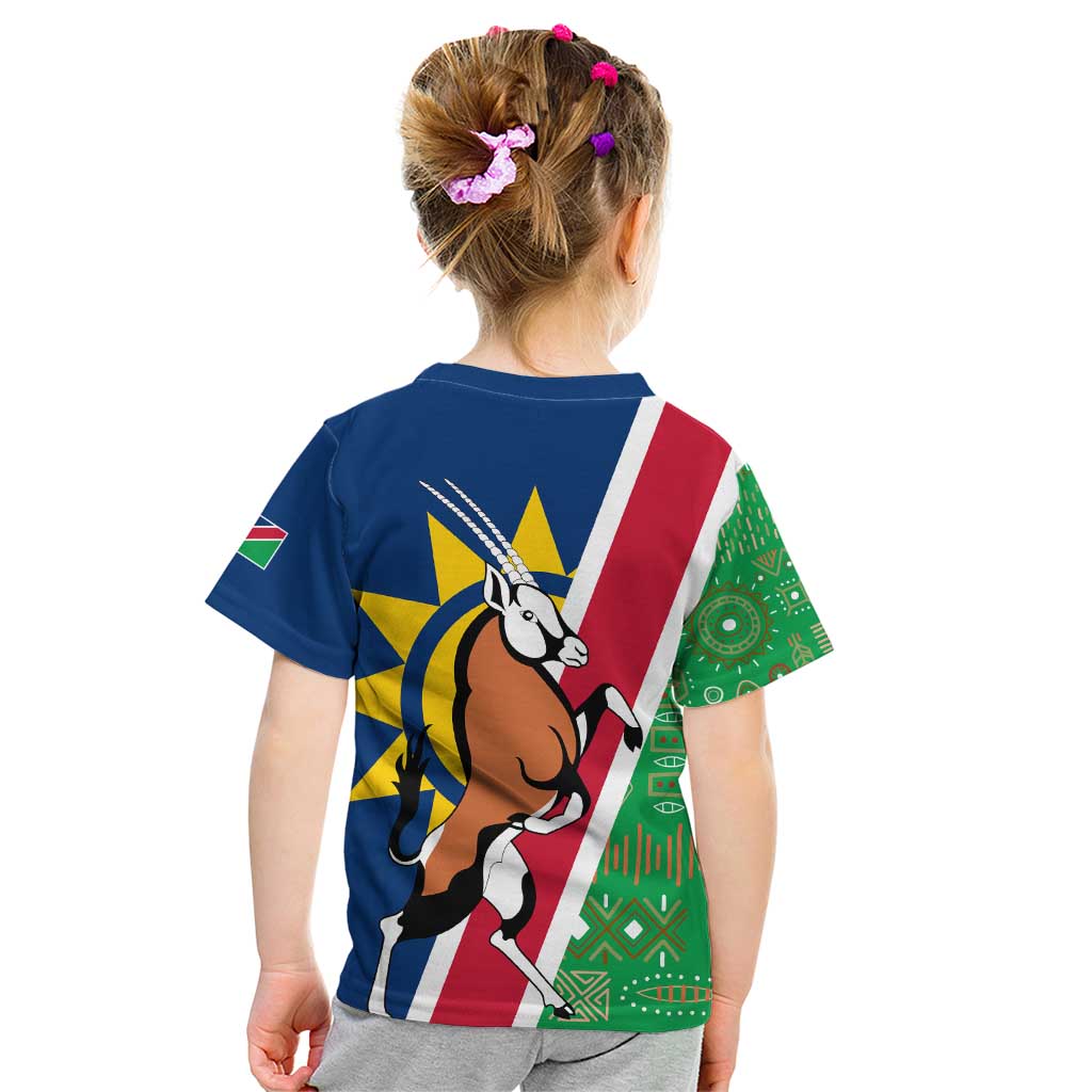 Namibia Flag Kid T Shirt Detailed Design with Traditional Patterns