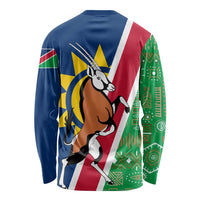 Namibia Flag Long Sleeve Shirt Detailed Design with Traditional Patterns