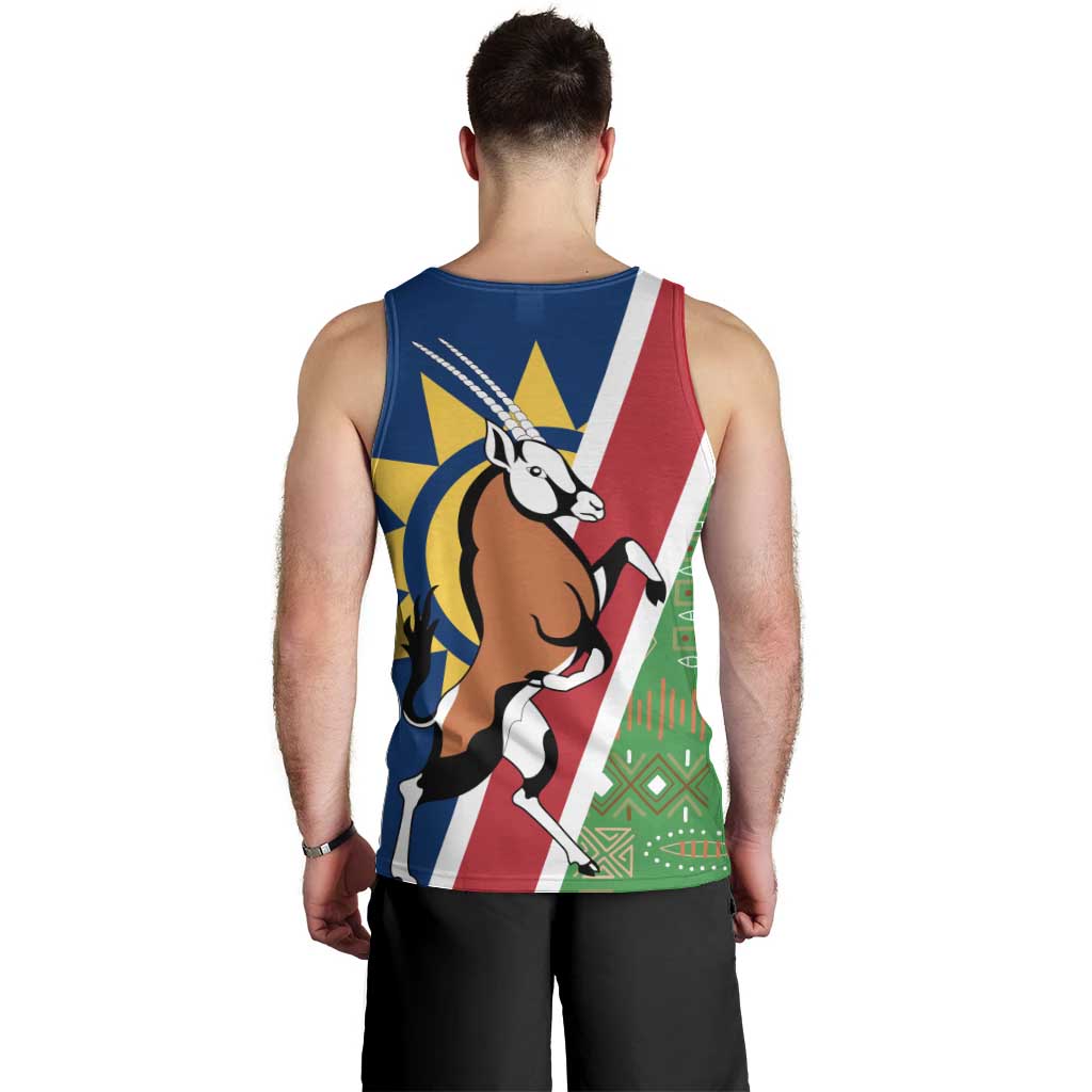Namibia Flag Men Tank Top Detailed Design with Traditional Patterns