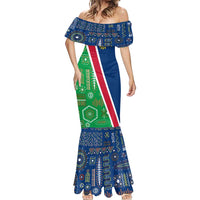Namibia Flag Mermaid Dress Detailed Design with Traditional Patterns