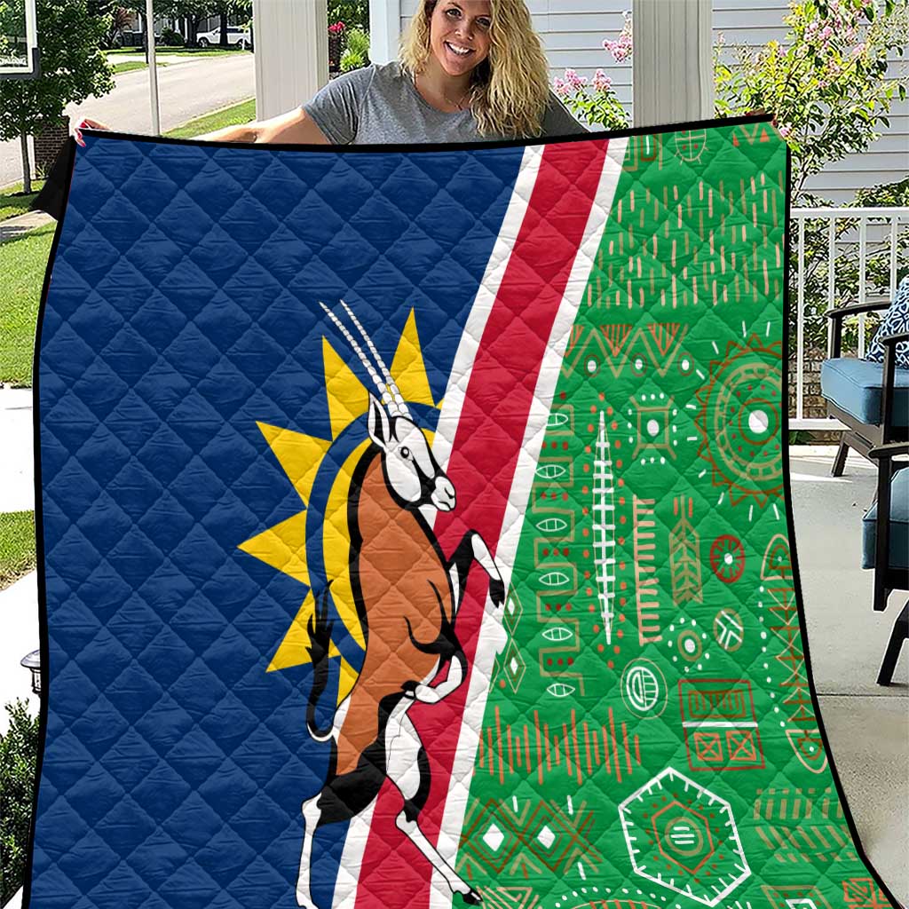 Namibia Flag Quilt Detailed Design with Traditional Patterns