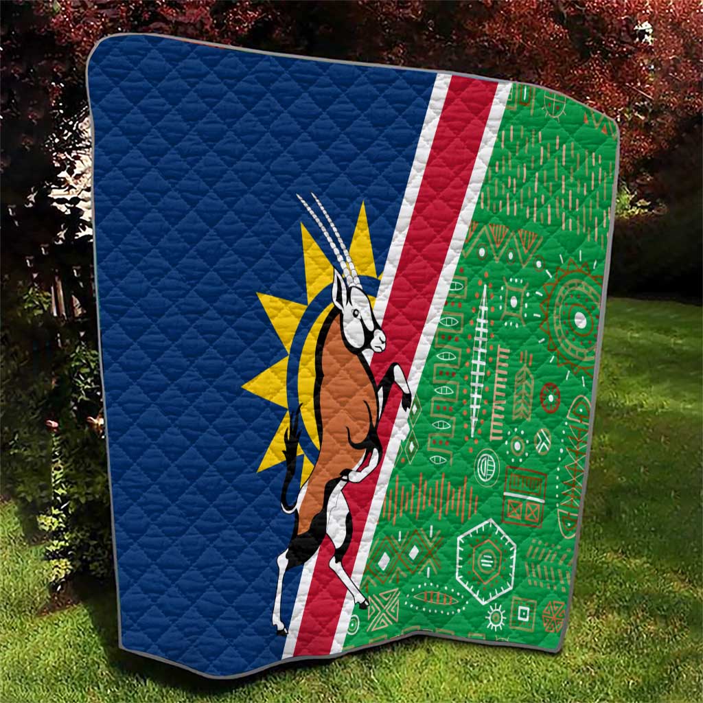 Namibia Flag Quilt Detailed Design with Traditional Patterns