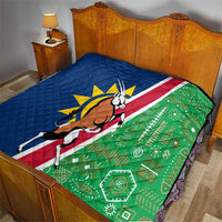 Namibia Flag Quilt Detailed Design with Traditional Patterns