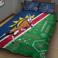 Namibia Flag Quilt Bed Set Detailed Design with Traditional Patterns