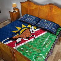 Namibia Flag Quilt Bed Set Detailed Design with Traditional Patterns