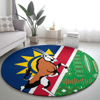 Namibia Flag Round Carpet Detailed Design with Traditional Patterns